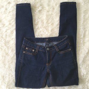 B.O.B Women's Skinny Jeans Denim Low Rise Logo Stretchy Dark Blue 7